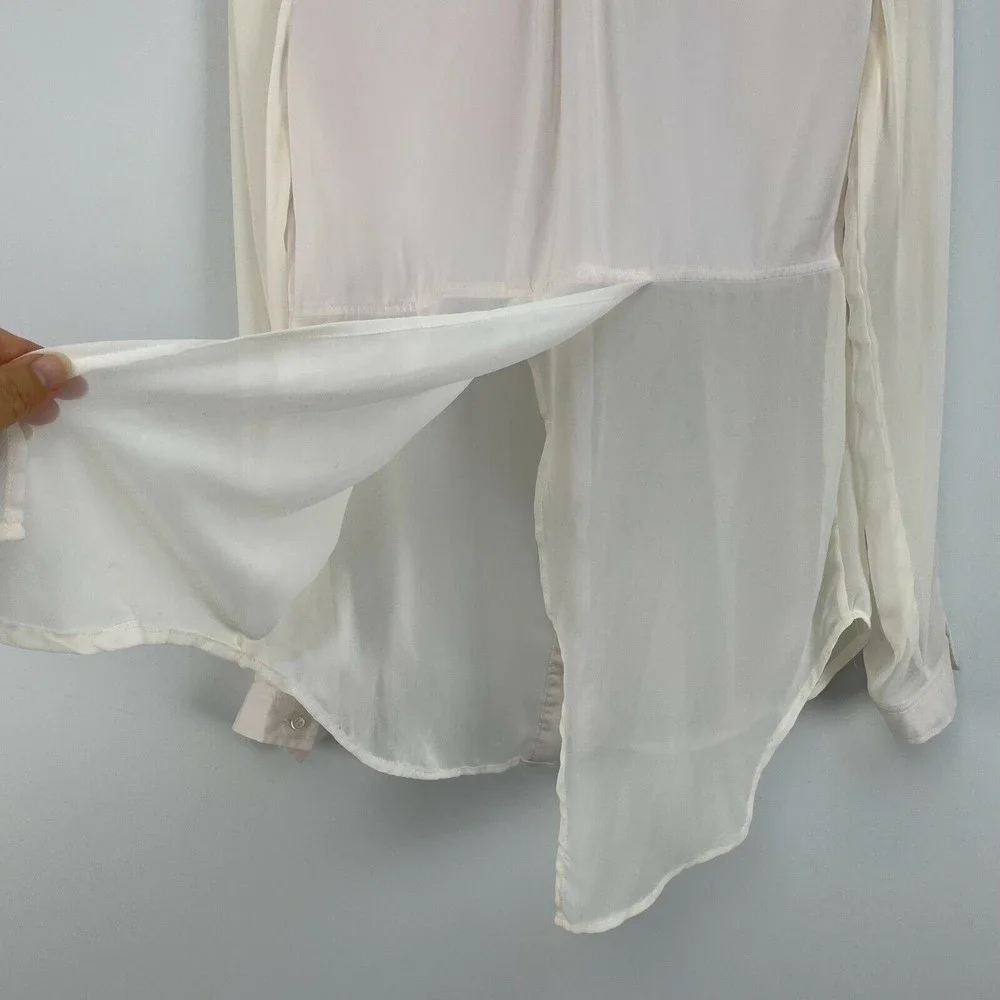 Free People Sheer Ivory Button-Up Blouse